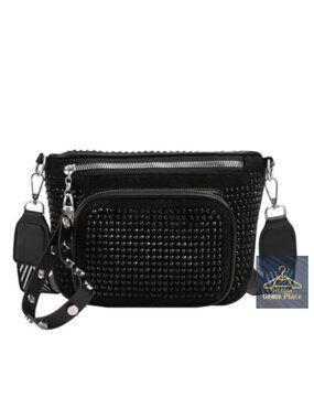 Vegan Leather Cross Chest Bag Rivets Fringed Shoulder Handbag Purse Waist Bag